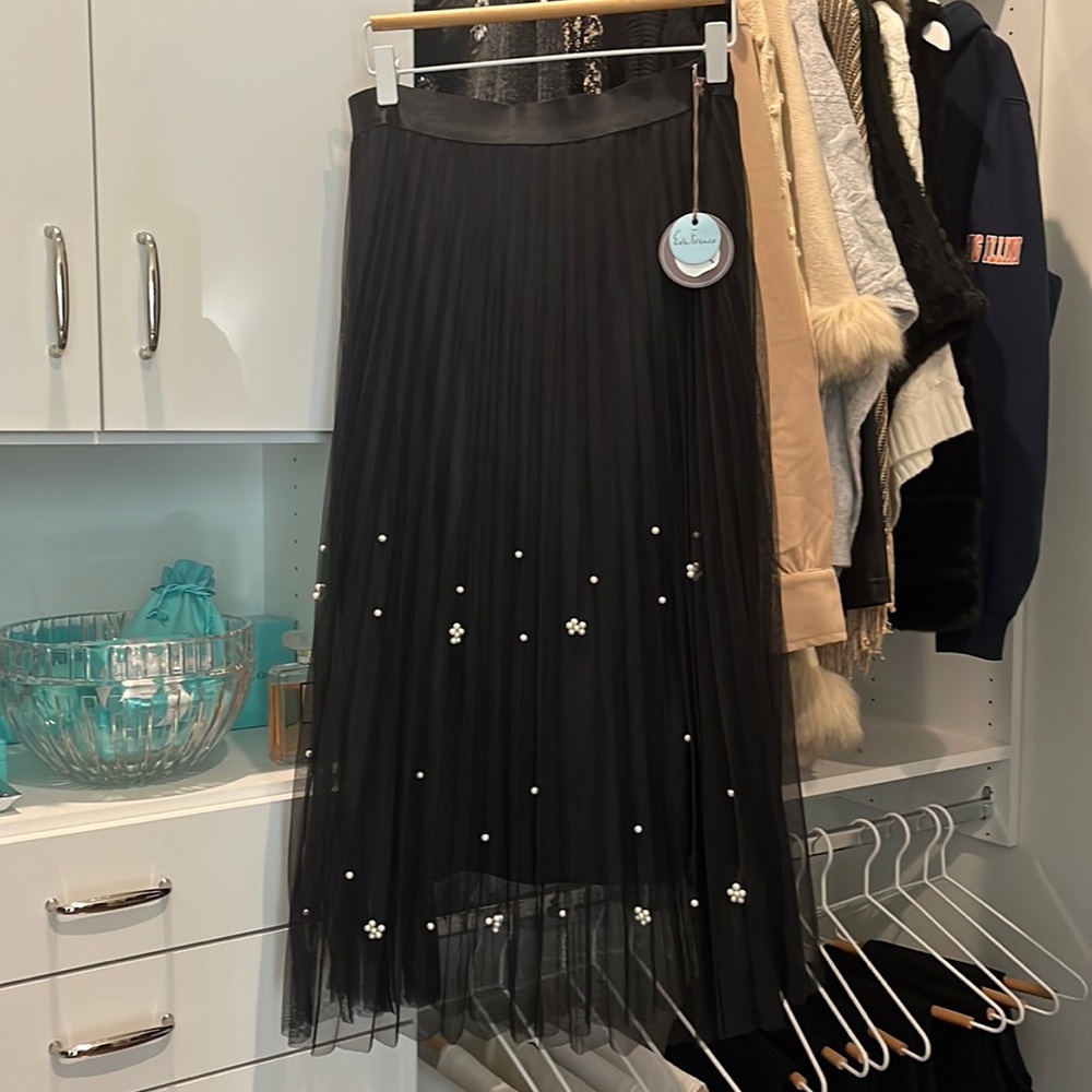 Eva Franco Tulle Skirt with Pearl Detail